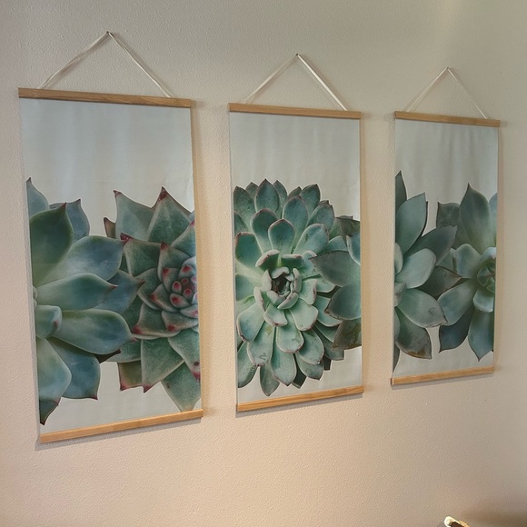 Other - Green Succulent Tapestry Set - Botanical Wall Decor